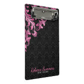 ピンクメタルレース及びブラックダマスク ミニクリップボード (アングル)