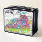 ピンクメタル弁当箱のアムールタイガー メタルランチボックス (裏面)