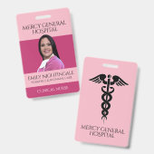 ピンクメディカルナースカドゥセウス病院 バッジ (正面＆裏面)