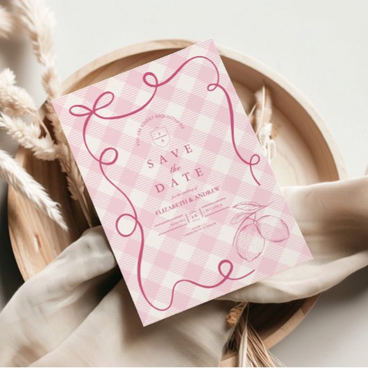 ピンクメディテラネアンボウジンガムレ結婚モンズ セーブザデート