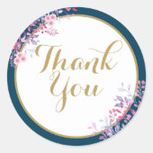 ピンクメドウフローラブライダルシャワーありがとう ラウンドシール (正面)