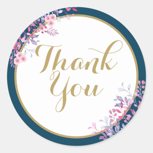 ピンクメドウフローラブライダルシャワーありがとう ラウンドシール (正面)