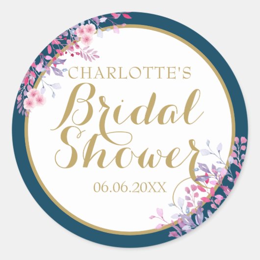 ピンクメドウフローラブライダルシャワーの恩恵 ラウンドシール (正面)