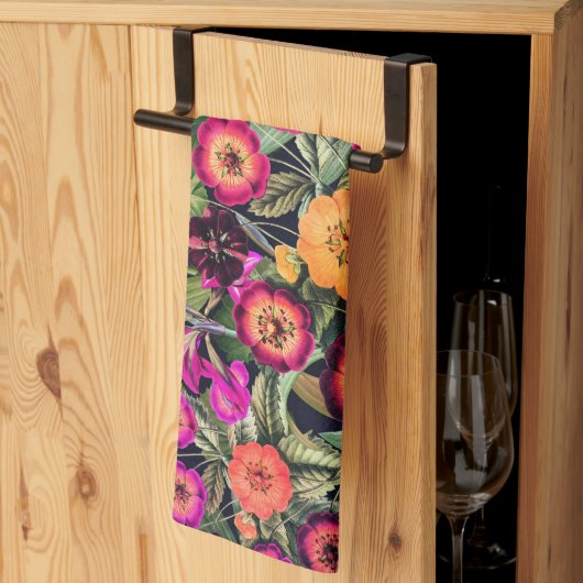 ピンクメドウフローラ キッチンタオル (三つ折り)