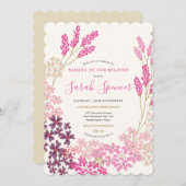 ピンクメドウベビーの名前付け/Simchatこうもり 招待状 (正面/裏面)