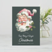 ピンクメリーのクリスマスサンタレトロの水色 シーズンカード (スタンド正面)