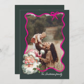 ピンクメリーのクリスマスサンタレトロ写真 シーズンカード (正面/裏面)