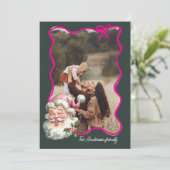 ピンクメリーのクリスマスサンタレトロ写真 シーズンカード (スタンド正面)