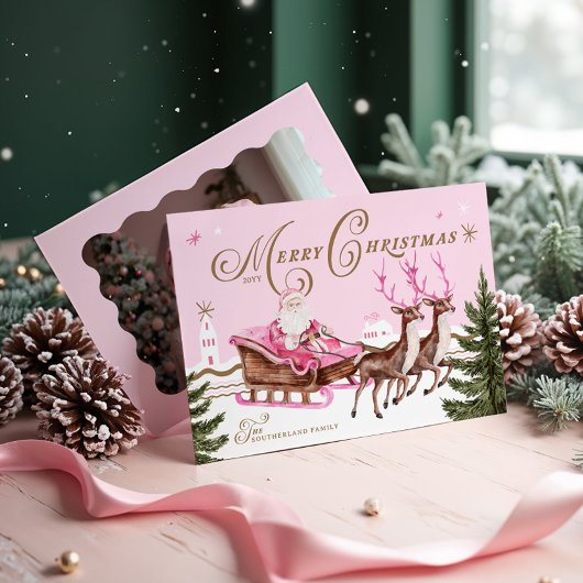 ピンクメリーのクリスマスサンタ・セリのトナカイの写真 シーズンカード
