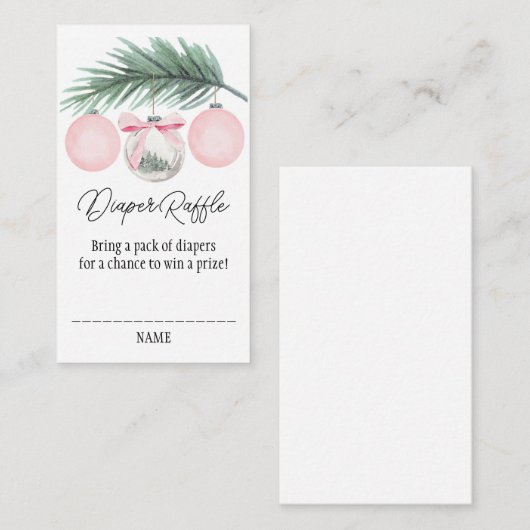 ピンクメリーの小さなクリスマスおむつラッフル 名刺 (正面/裏面)
