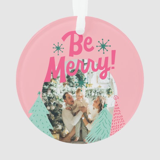 ピンクメリーの落書き木のアーチ写真 オーナメント (裏面)