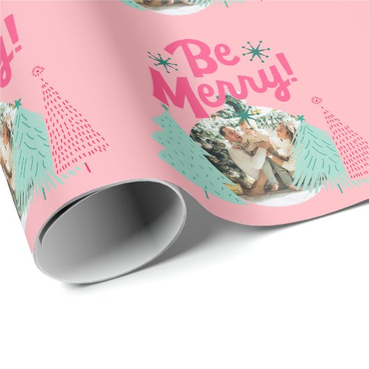 ピンクメリーの落書き木のアーチ写真 ラッピングペーパー (ロールコーナー)