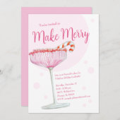 ピンクメリークシャンパンホリデーパーティー招待状 招待状 (正面/裏面)