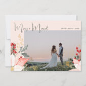 ピンクメリーフローラと結婚した4枚のフォトクリスマス シーズンカード (正面)