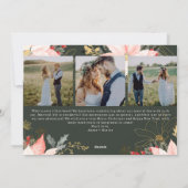 ピンクメリーフローラと結婚した4枚のフォトクリスマス シーズンカード (裏面)