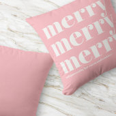 ピンクメリーホワイトタイポグラフィおもしろいシンプルクリスマス クッション