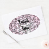 ピンクモザイクのステンドグラス感謝 楕円形シール (封筒)