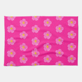 ピンクモスバラフラワーシームレスパターン キッチンタオル (横)