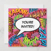 ピンクモダンおもしろいフォトバースデーパーティーAny Age 招待状 (裏面)