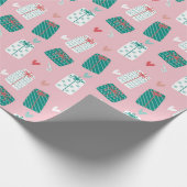 ピンクモダンお洒落のクリスマス ラッピングペーパー (角)