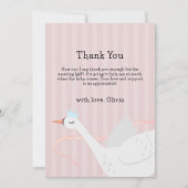 ピンクモダンお洒落プリンセス白鳥ベビーシャワー サンキューカード (正面)