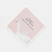 ピンクモダンお洒落プリンセス白鳥ベビーシャワー スタンダードランチョンナプキン (角)