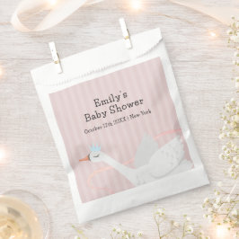 ピンクモダンお洒落プリンセス白鳥ベビーシャワー フェイバーバッグ