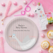 ピンクモダンお洒落プリンセス白鳥ベビーシャワー ペーパープレート (パーティー)