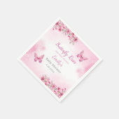 ピンクモダンかわいいフローラ蝶ガールベビーシャワー スタンダードカクテルナプキン (角)
