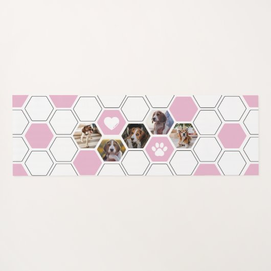 ピンクモダンかわいい犬のペット動物の写真ジオメトリック ヨガマット (裏面(横))