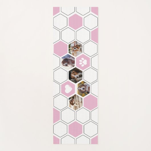 ピンクモダンかわいい犬のペット動物の写真ジオメトリック ヨガマット (正面)