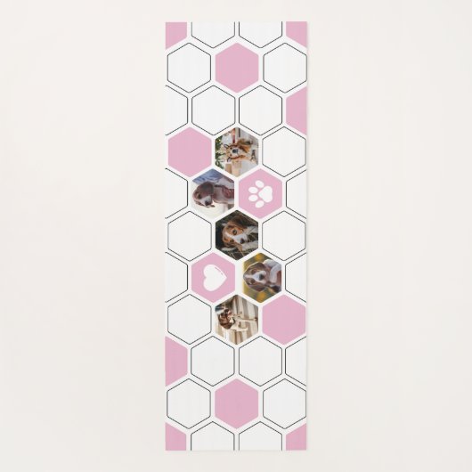 ピンクモダンかわいい犬のペット動物の写真ジオメトリック ヨガマット (裏面)