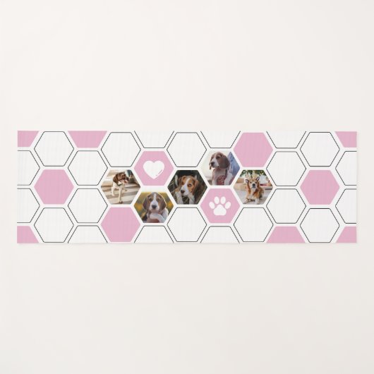 ピンクモダンかわいい犬のペット動物の写真ジオメトリック ヨガマット (正面(横))
