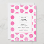 ピンクモダンかわいらし色の水玉模様ブライダルシャワー 招待状 (正面)