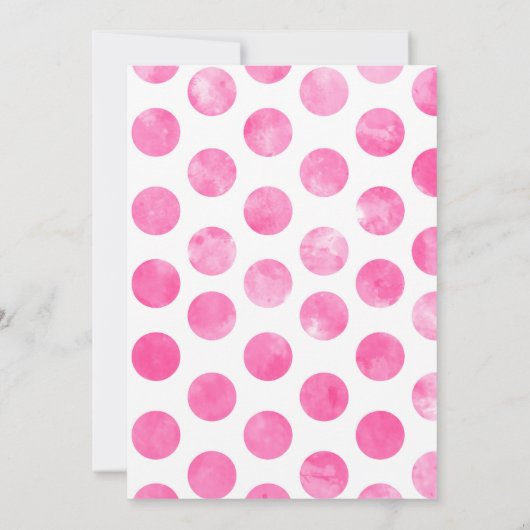 ピンクモダンかわいらし色の水玉模様ブライダルシャワー 招待状 (裏面)