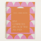 ピンクモダンがかったオレンジ色の幾何学的な愛は完全に贈り物 プランナー手帳 (正面)