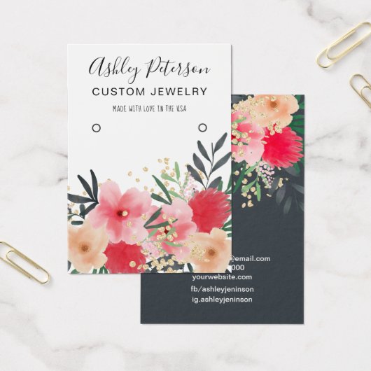 ピンクモダンがかった赤い緑のフローラ金ゴールドイヤーディスプレイ (オフィス)