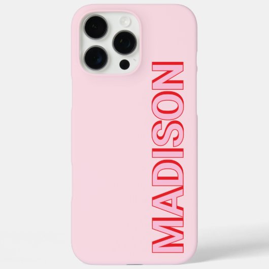 ピンクモダンがかった赤のモノグラム名 Case-Mate iPhoneケース (裏面)