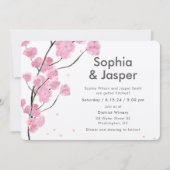 ピンクモダンさくらんぼ結婚式招待状 招待状 (正面)
