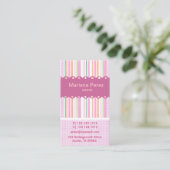 ピンクモダンすごいガーリーストライプギンガムパターン 名刺 (スタンド正面)