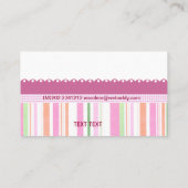 ピンクモダンすごいガーリーストライプギンガムパターン 名刺 (裏面)