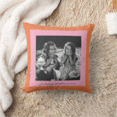 ピンクモダンとオレンジの家族の写カスタム真 クッション (ブランケット)