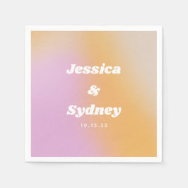 ピンクモダンとオレンジの抽象芸術ア結婚ートナプキ スタンダードカクテルナプキン