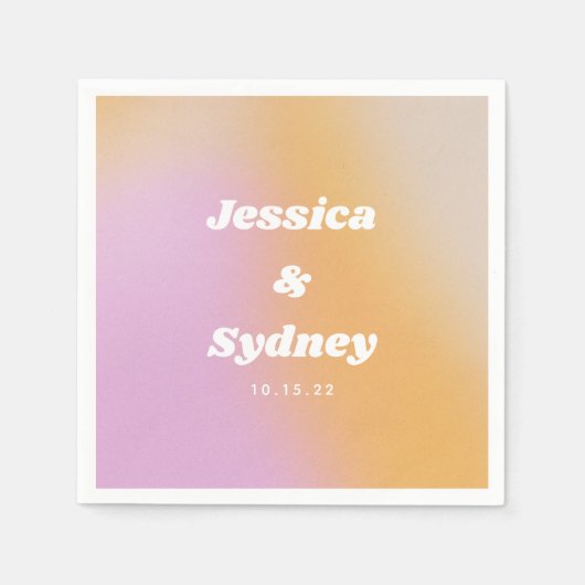 ピンクモダンとオレンジの抽象芸術ア結婚ートナプキ スタンダードカクテルナプキン (正面)