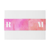 ピンクモダンとオレンジの抽象芸術ウォーター結婚カラー 招待状ベリーバンド (裏面例)