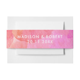 ピンクモダンとオレンジの抽象芸術ウォーター結婚カラー 招待状ベリーバンド