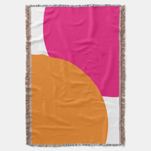 ピンクモダンとオレンジの抽象芸術 スローブランケット (正面縦)