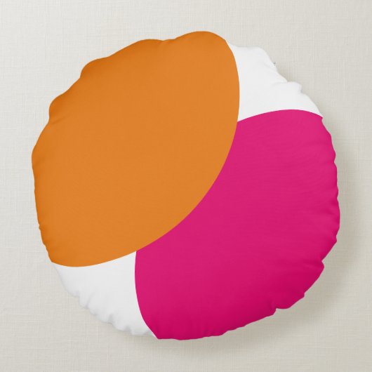 ピンクモダンとオレンジの抽象芸術 ラウンドクッション (裏面)