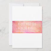 ピンクモダンとオレンジの水の色日付を保存 セーブザデート (裏面)