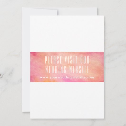 ピンクモダンとオレンジの水の色日付を保存 セーブザデート (裏面)